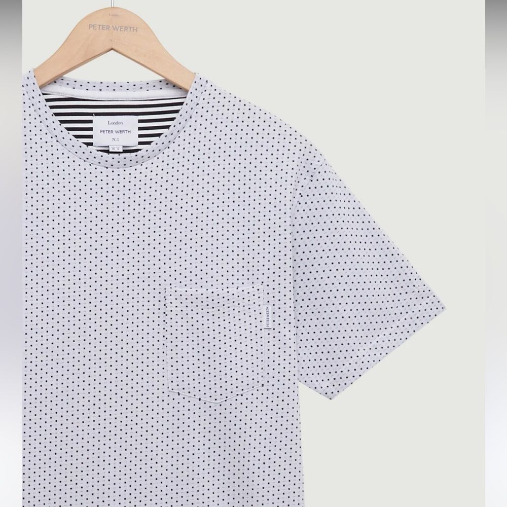 ⭐️MUST GO free ship! Peter Werth Men’s Bridger Tee - Textured White + Navy Small - Picture 2 of 13